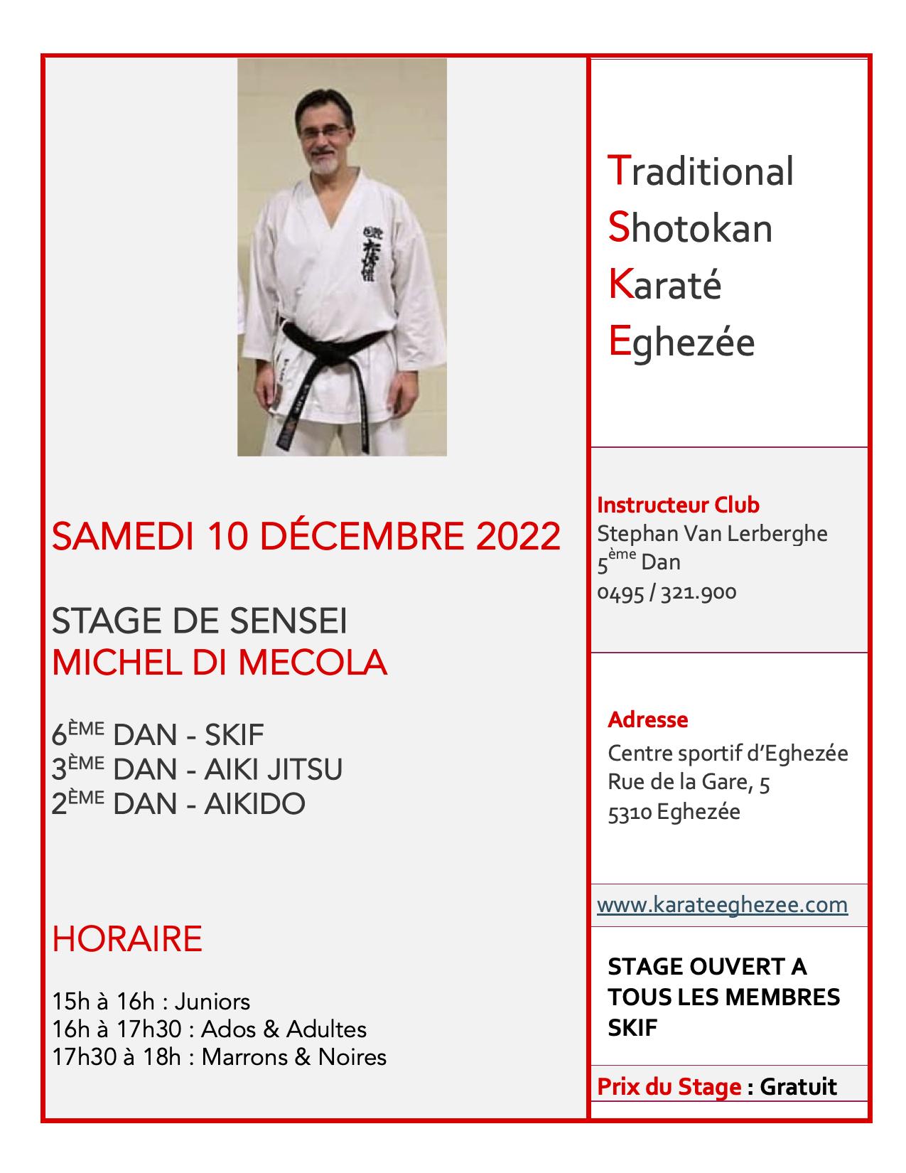 Stage michel di mecola samedi 10 de cembre 2022
