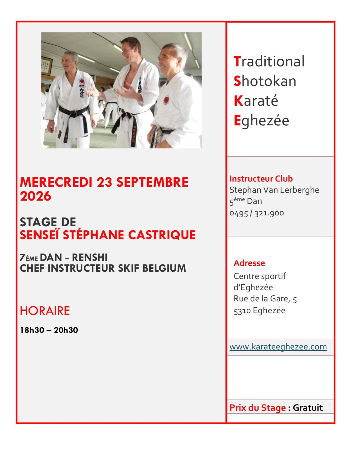 Stage stephane castrique mercredi 23 septembre 2026